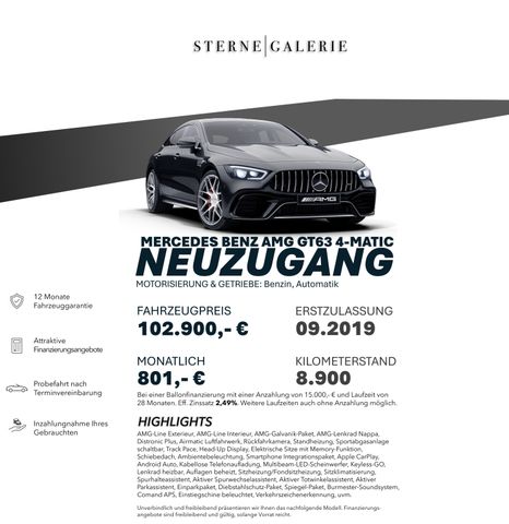 Mercedes-Benz AMG GT 63 4MATIC+ MULTIKONT/TRACK/HEADUP/LENKRAD