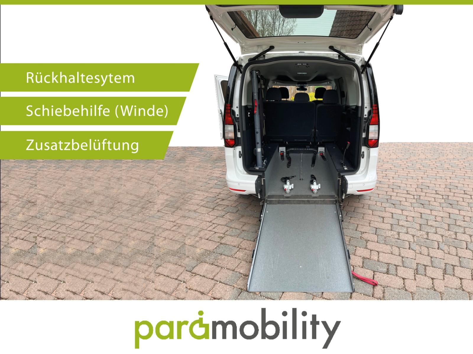 Volkswagen Caddy Maxi Rollstuhlrampe Rückhaltesystem Winde