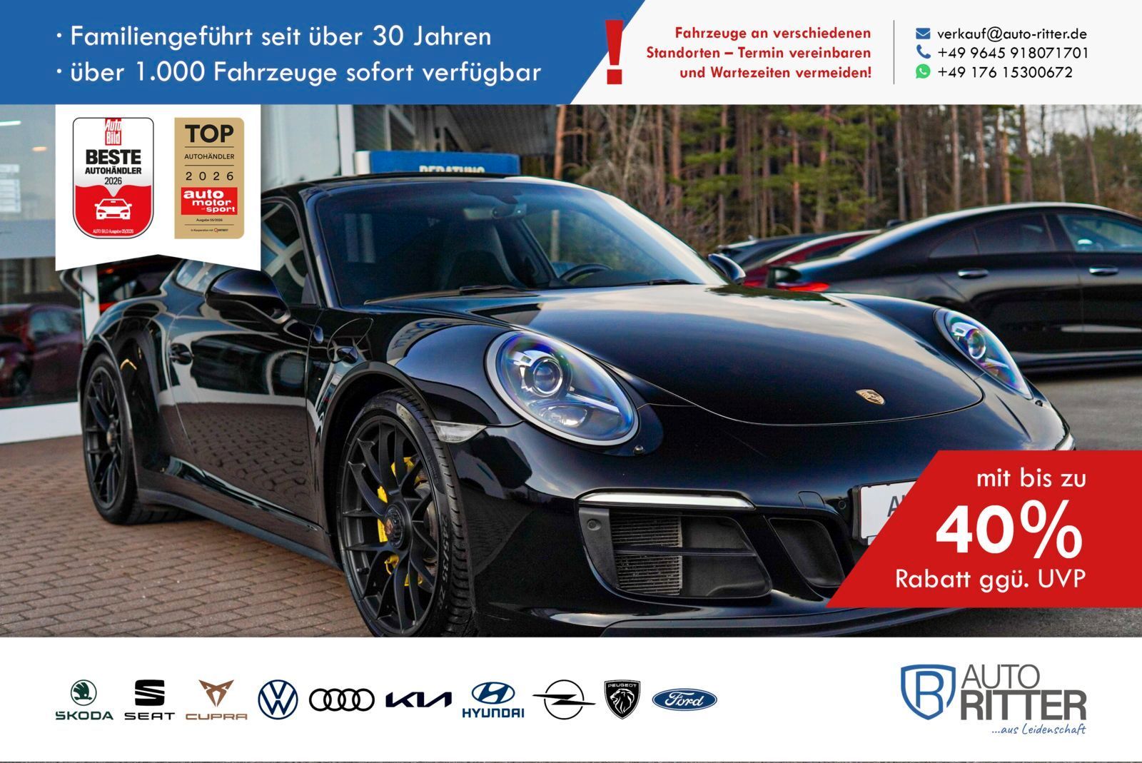 PORSCHE 991 991.2 911 Carrera 4 GTS Deutsch+2.Hand+MwSt.