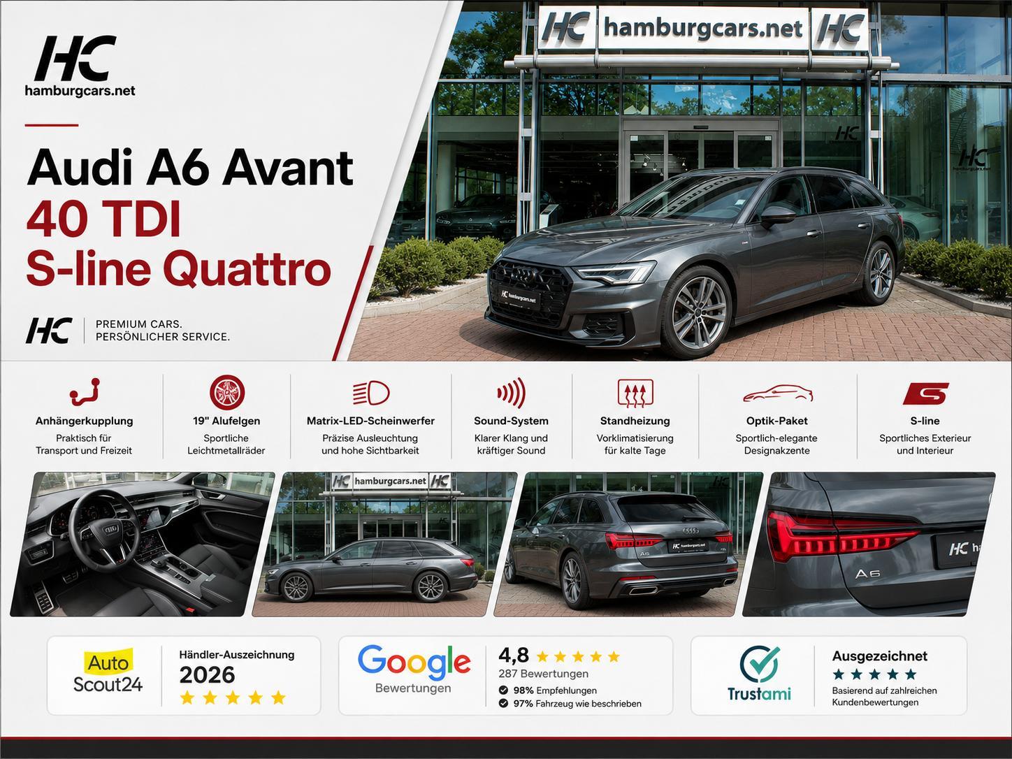 Audi A6 Avant 40 TDI S-line Quattro AHK 19" Stdhzg...