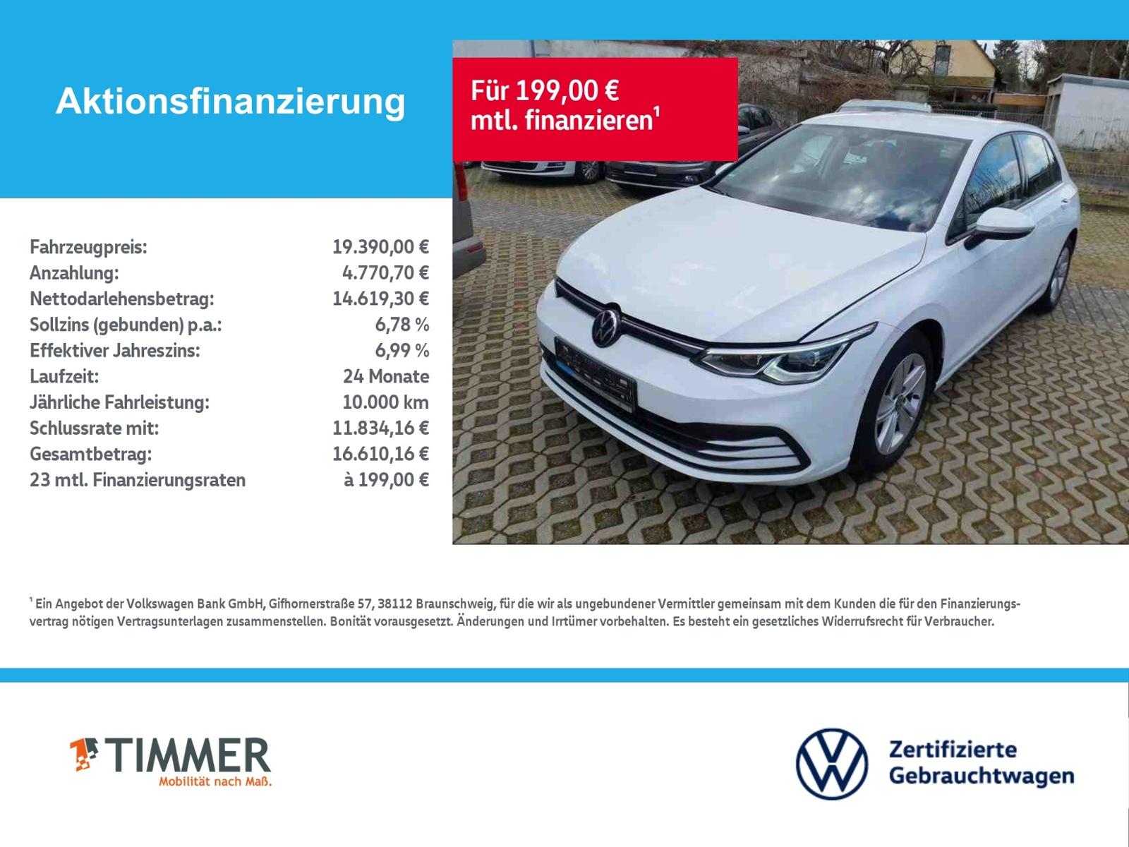 Volkswagen Golf VIII 1.5 TSI LIFE +LED +ACC +RKAM +NAVI +SH