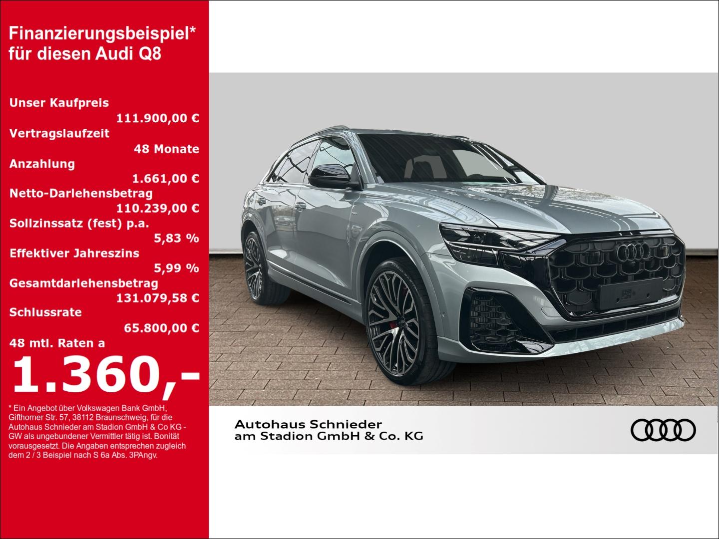 Audi Q8 TFSI e S-LINE+HUD+AHK+PANO+MATRIX-LED+LEDER+K