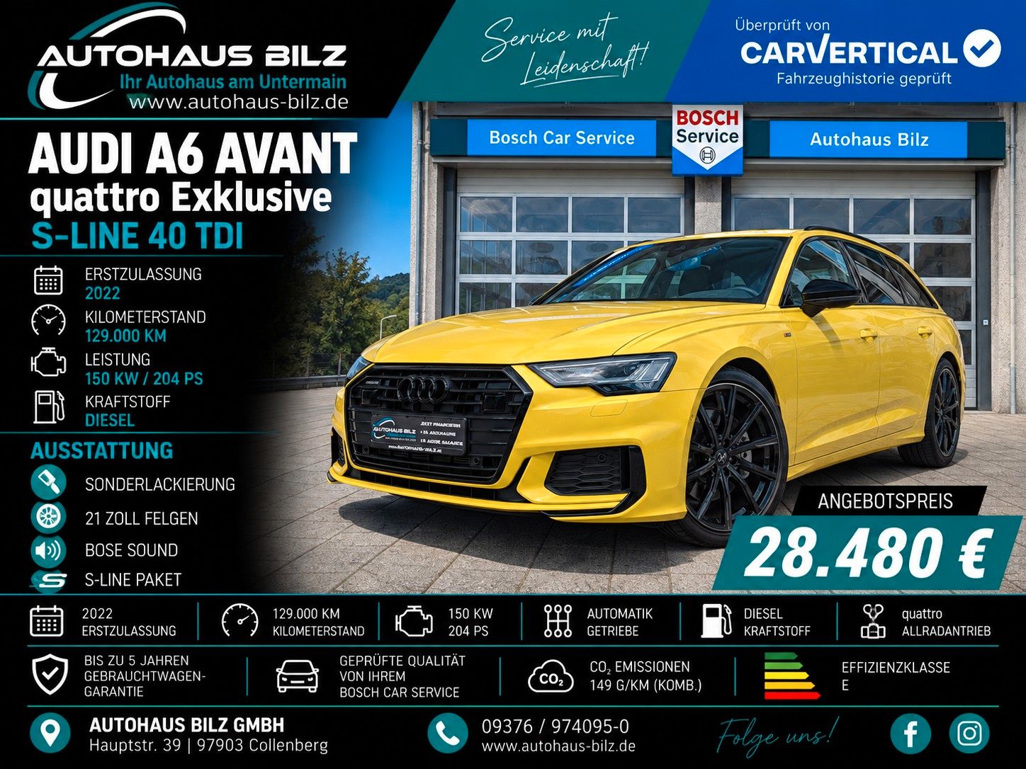 Gebrauchtwagen Audi A6 A6 Avant 40 TDI quattro S-Line*21Zoll*KW*Sport in Collenberg
