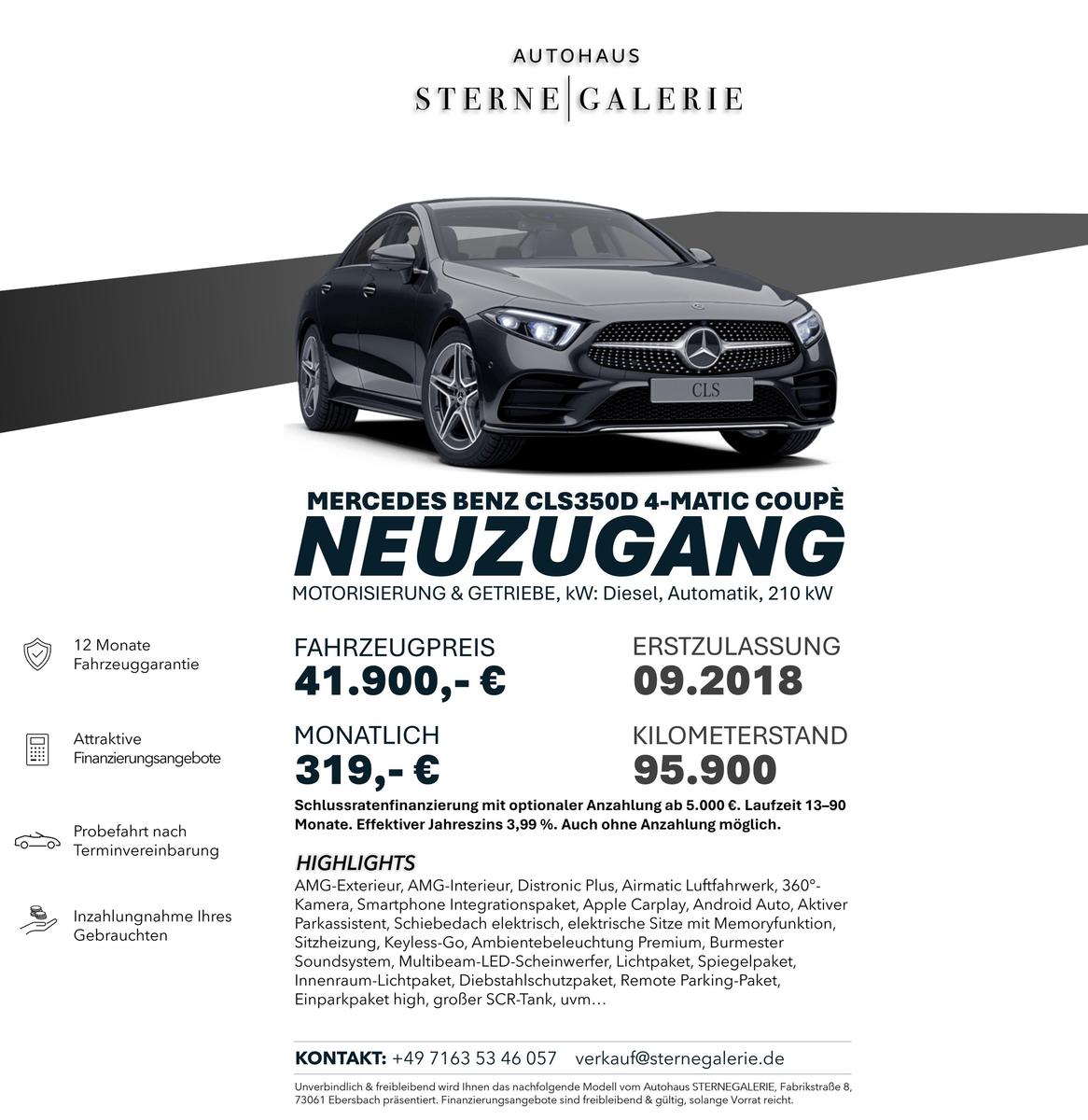 Mercedes-Benz CLS 350 D/AMG-LINE/MEMORY/360°/DISTRO/AMBIENT