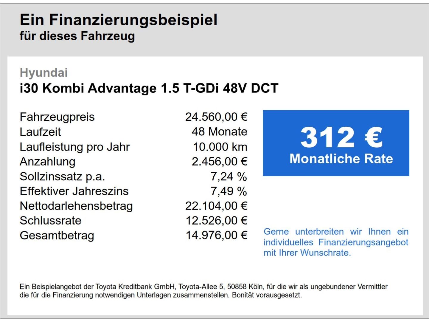 Fahrzeugabbildung Hyundai i30 Kombi Advantage 1.5 T-GDi 48V DCT
