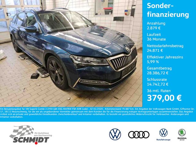 Skoda Superb Combi 2.0TDI L&K DSG MATRIX FSH AHK Leder