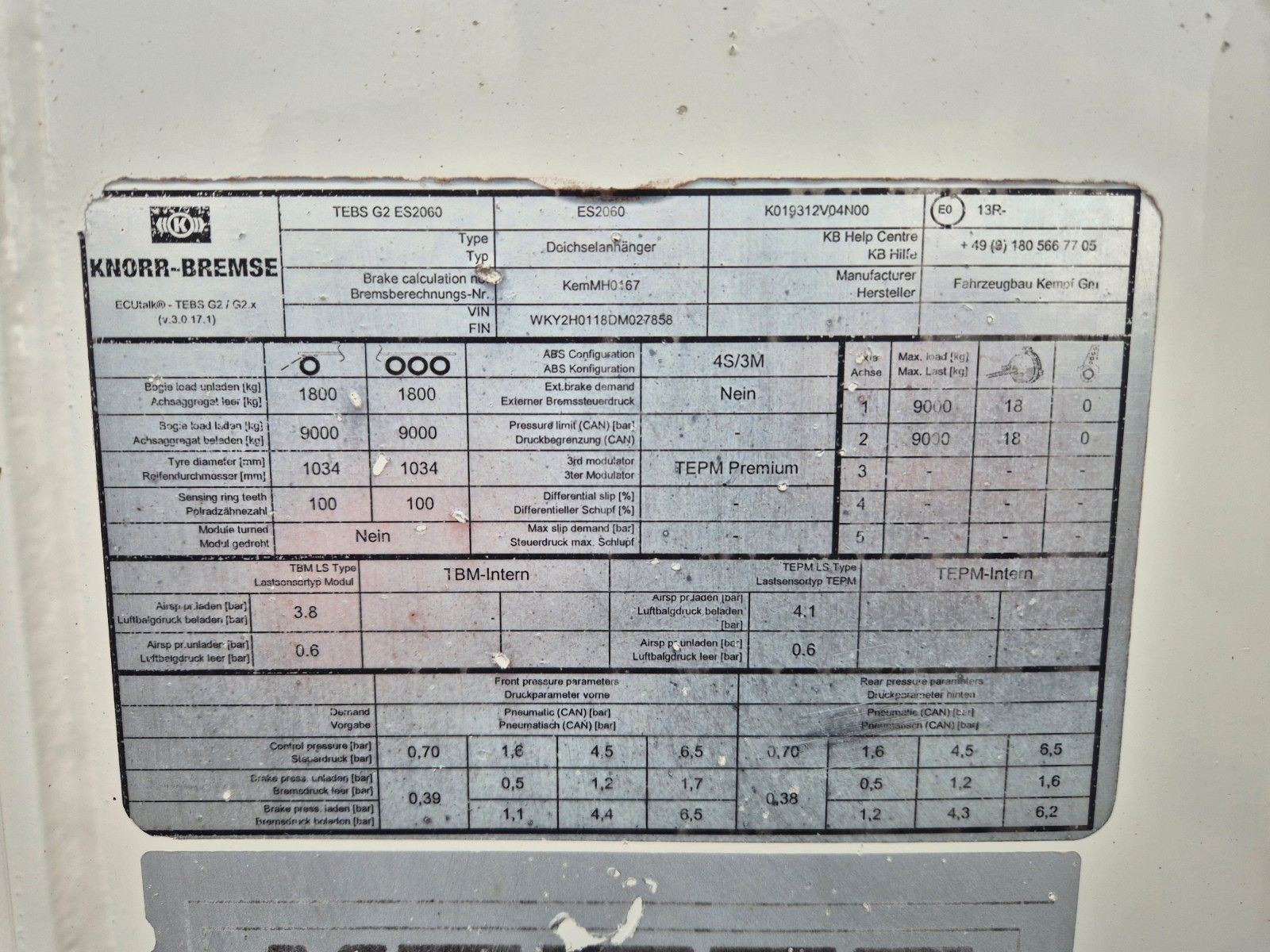 Fahrzeugabbildung Kempf HKD 18 Kipper BPW 50er 13.800kg NL
