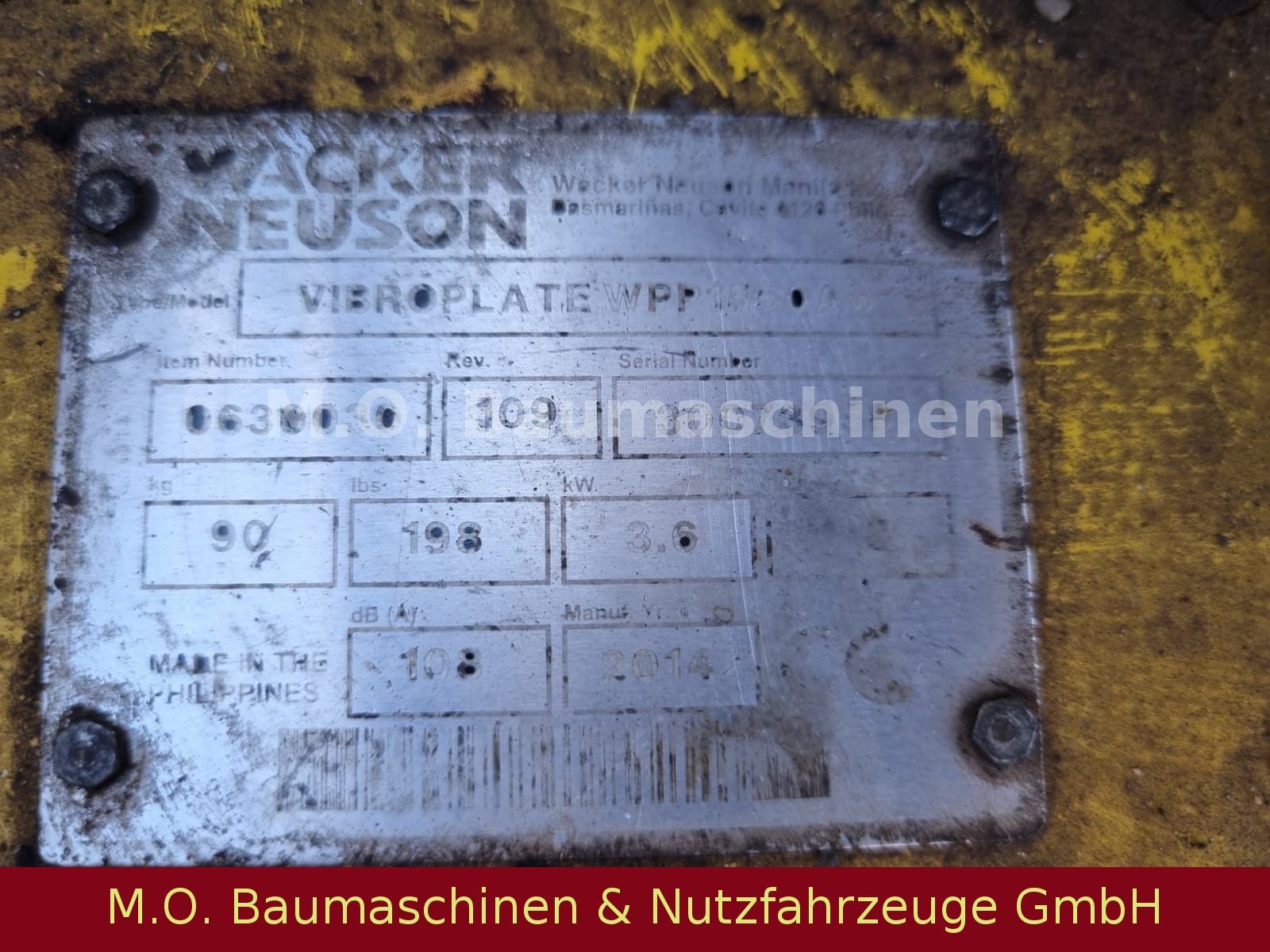 Fahrzeugabbildung Wacker WP 1550 H/ Rüttelplatte