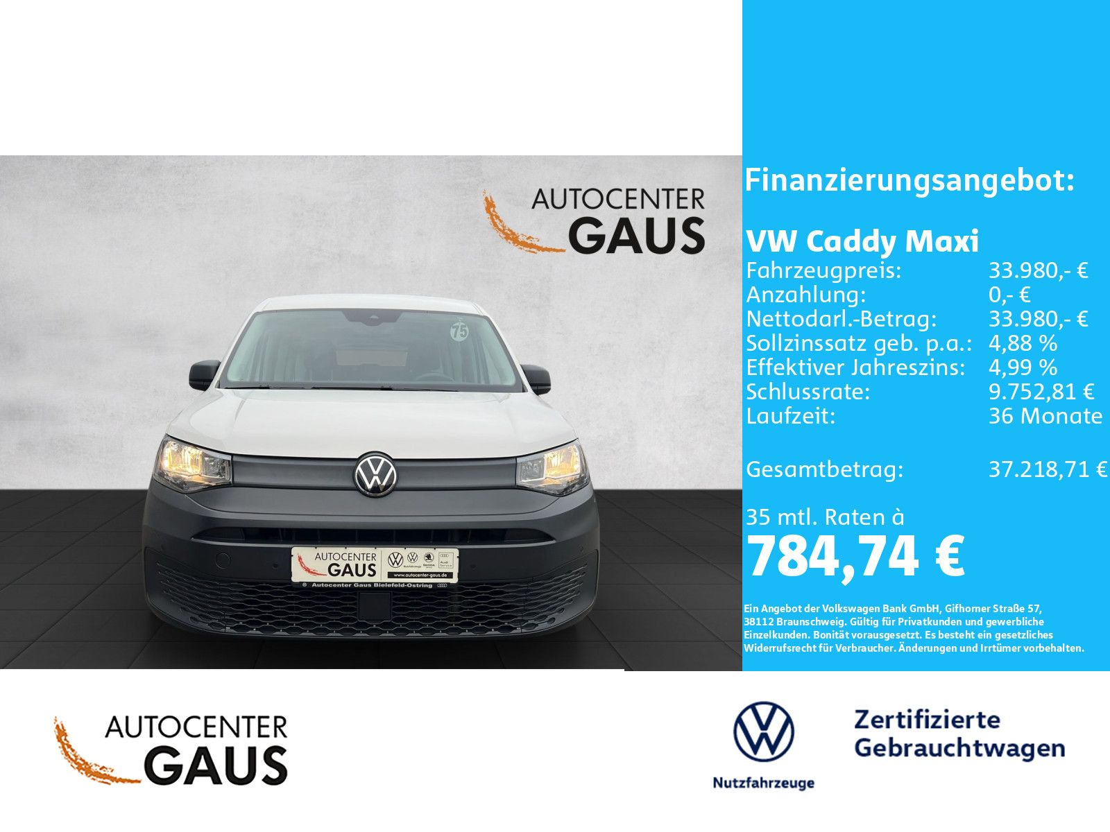 Caddy Kombi Maxi 1,5 TSI BTW*KMP*Rollstuhl