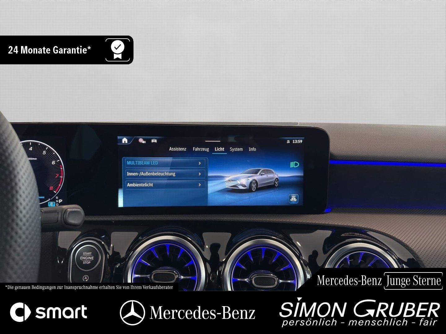 Fahrzeugabbildung Mercedes-Benz A 200 AMG Adv+ Ambi KeyGo MBeam Distronic Kamera