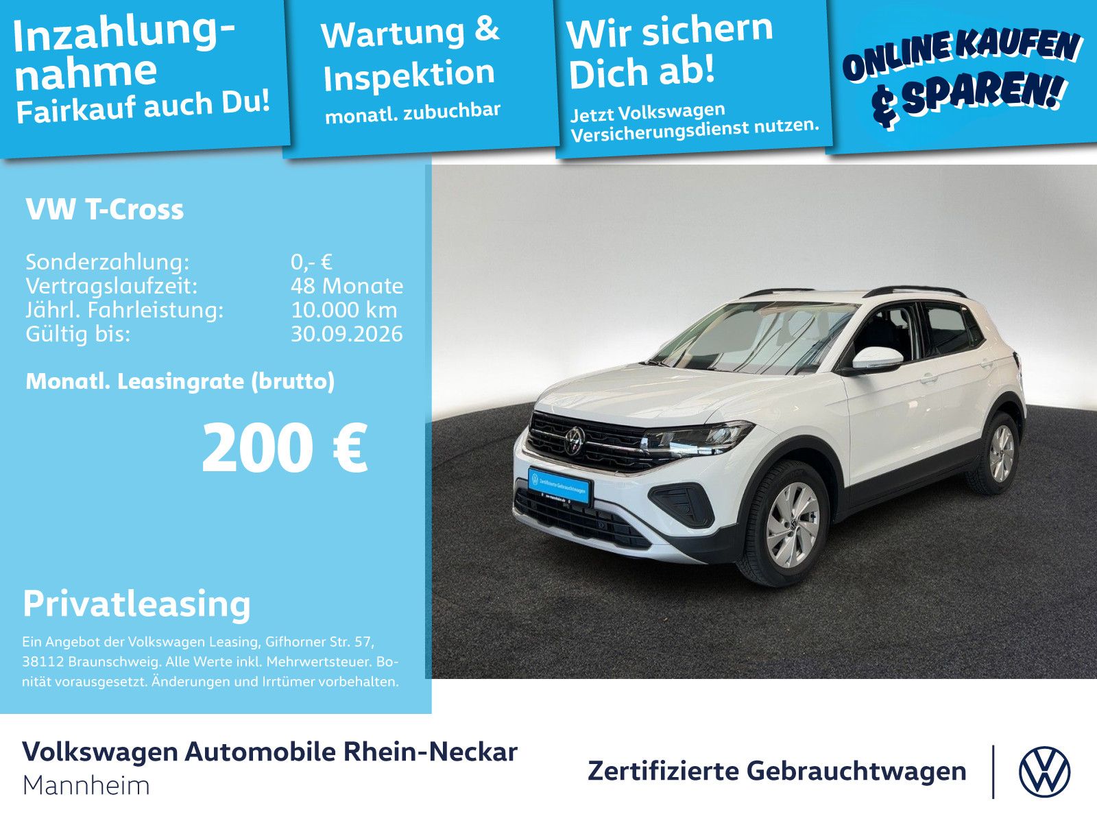 Volkswagen T-Cross 1.0 TSI Life GAR 2030 App-Connect PDC LE