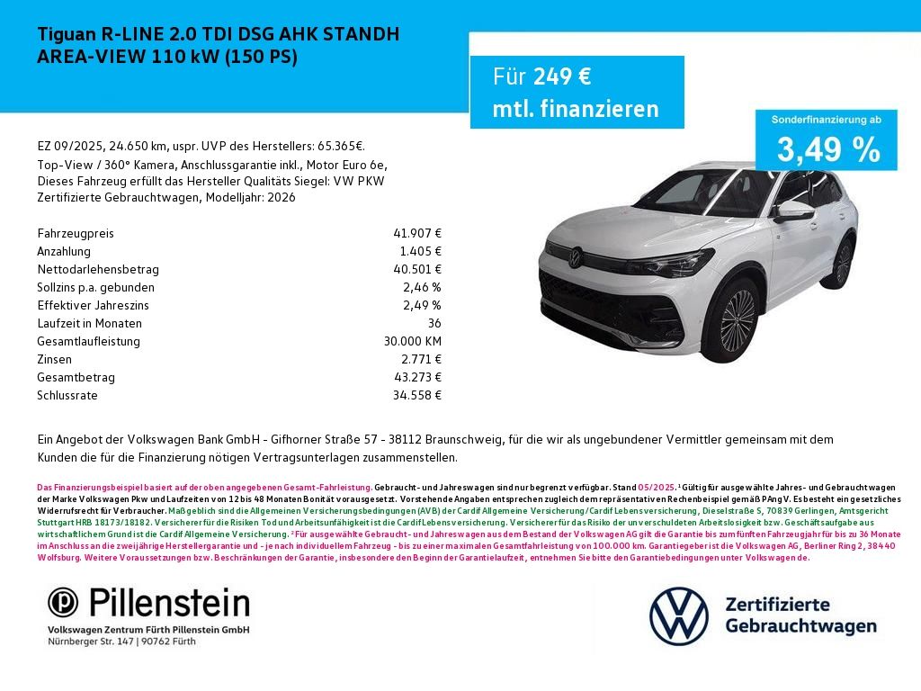 Tiguan R-LINE 2.0 TDI DSG AHK STANDH AREA-VIEW