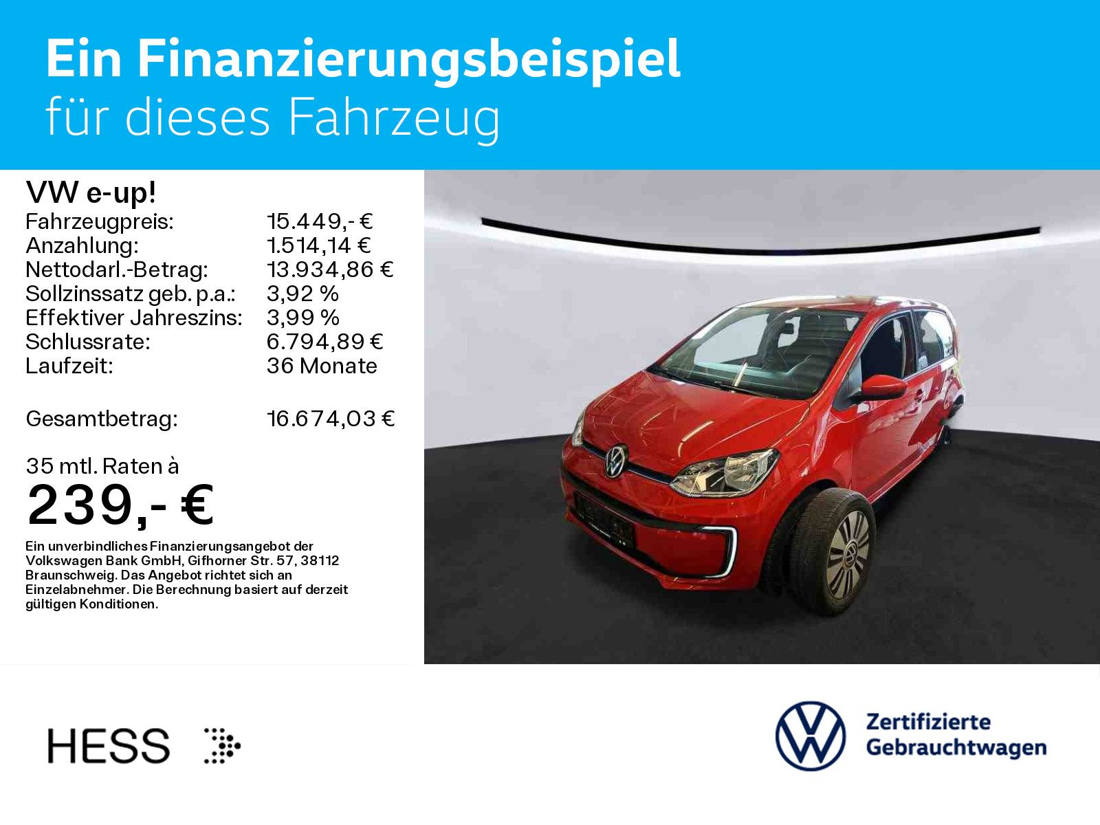 Volkswagen e-up! move up! UNITED*NAVI*KLIMA*SHZ*LM imagem 2