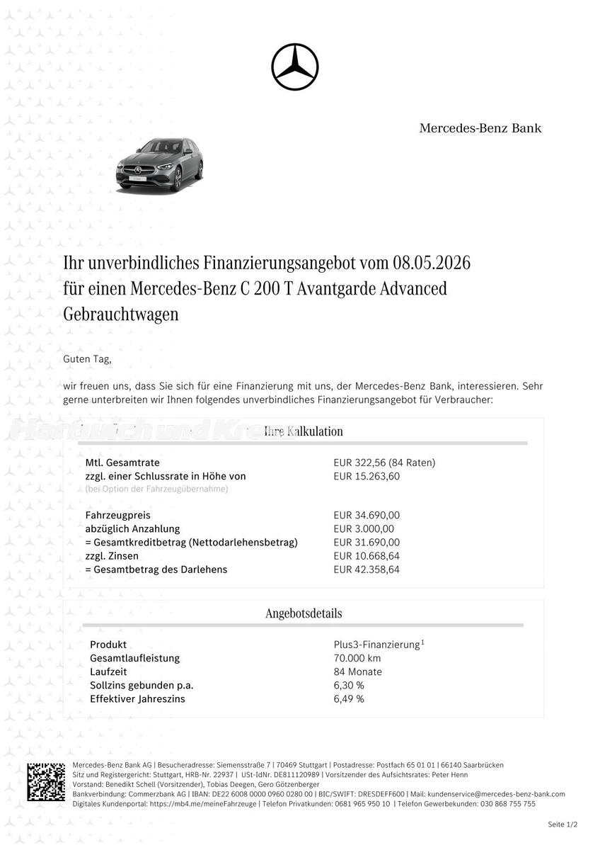 Mercedes-Benz C 200 T Avantgarde+AHK+360°Kamera+Ambiente+Easyp