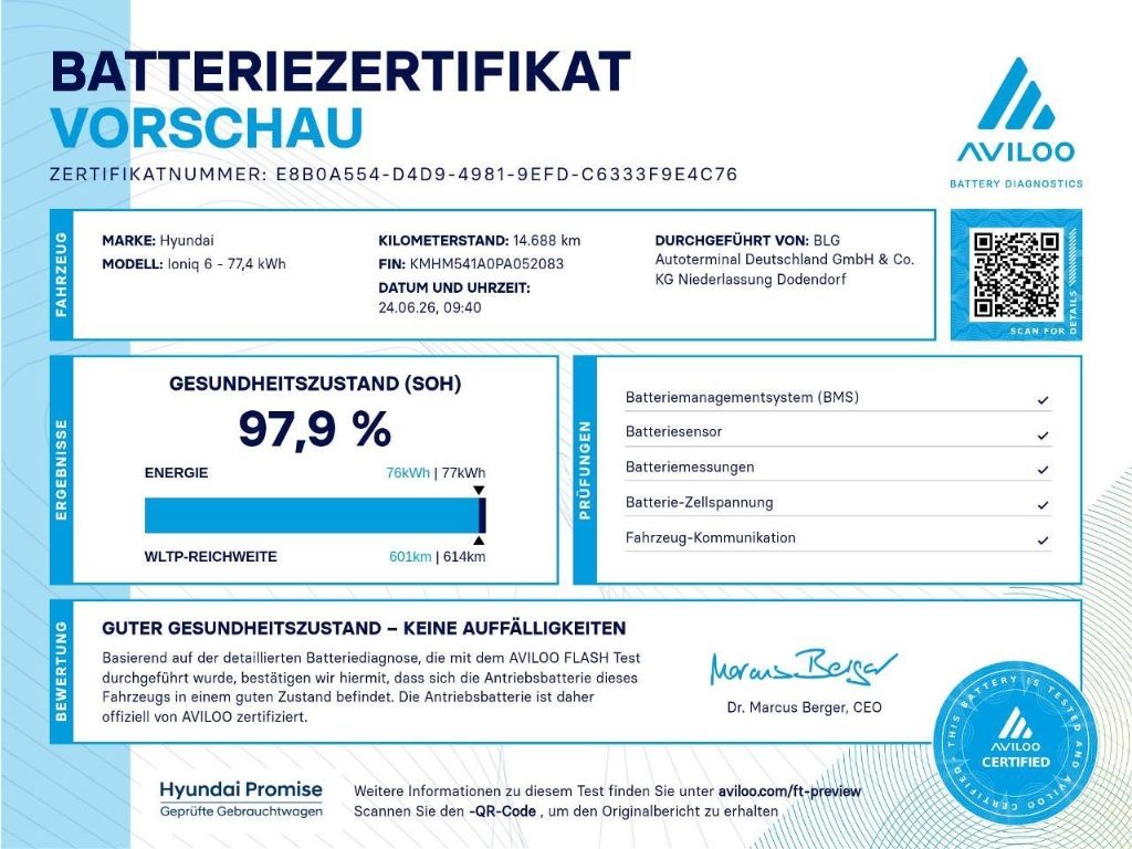 Hyundai IONIQ 6 77,4kWh 2WD UNIQ Digi-Spiegel 20LM Schie imagem 2