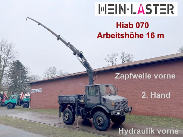 Unimog U 1500 Hiab Kran 16 m max. 4 t Zapfwelle