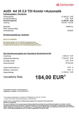 Fahrzeugabbildung Audi A4 Avant 35 2.0 TDI >AUT/NAV/LED/Standheiz/KAM<