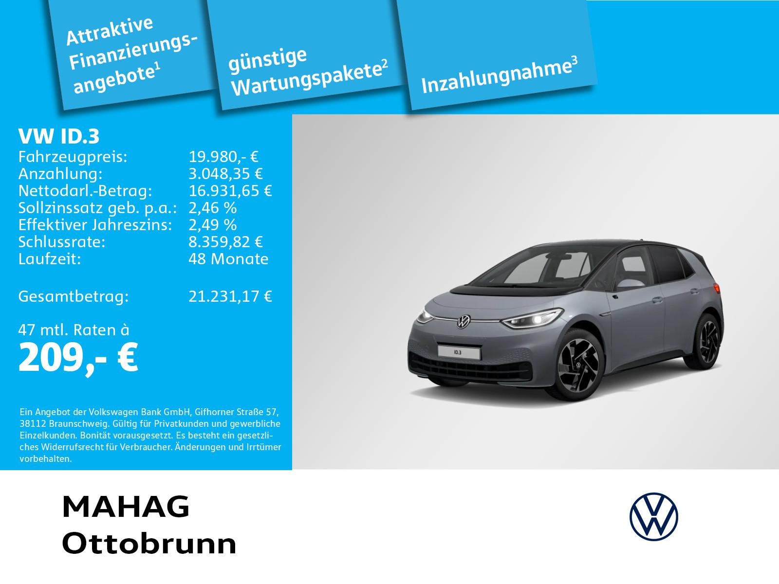 Volkswagen ID.3 Pro Performance 150kW IQ.Light CCS Navi Pan
