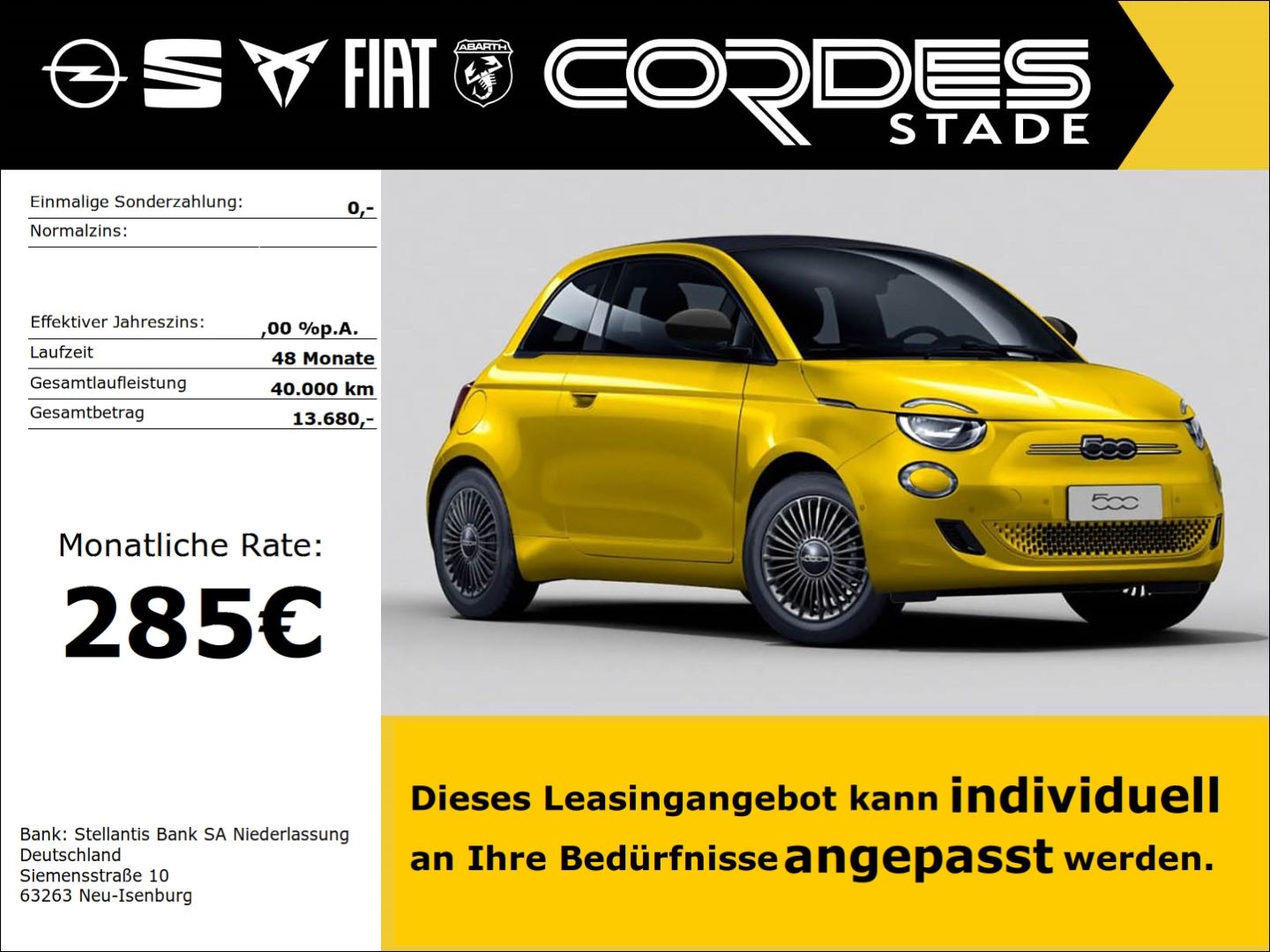Fiat 500e Cabrio Elektrisch 70kW (95PS) ICON LED Appl