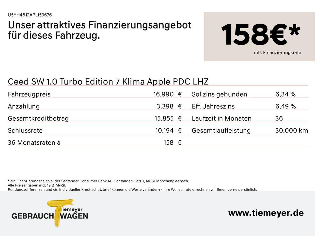 Kia Ceed SW 1.0 Turbo Edition 7 Klima Apple PDC LHZ