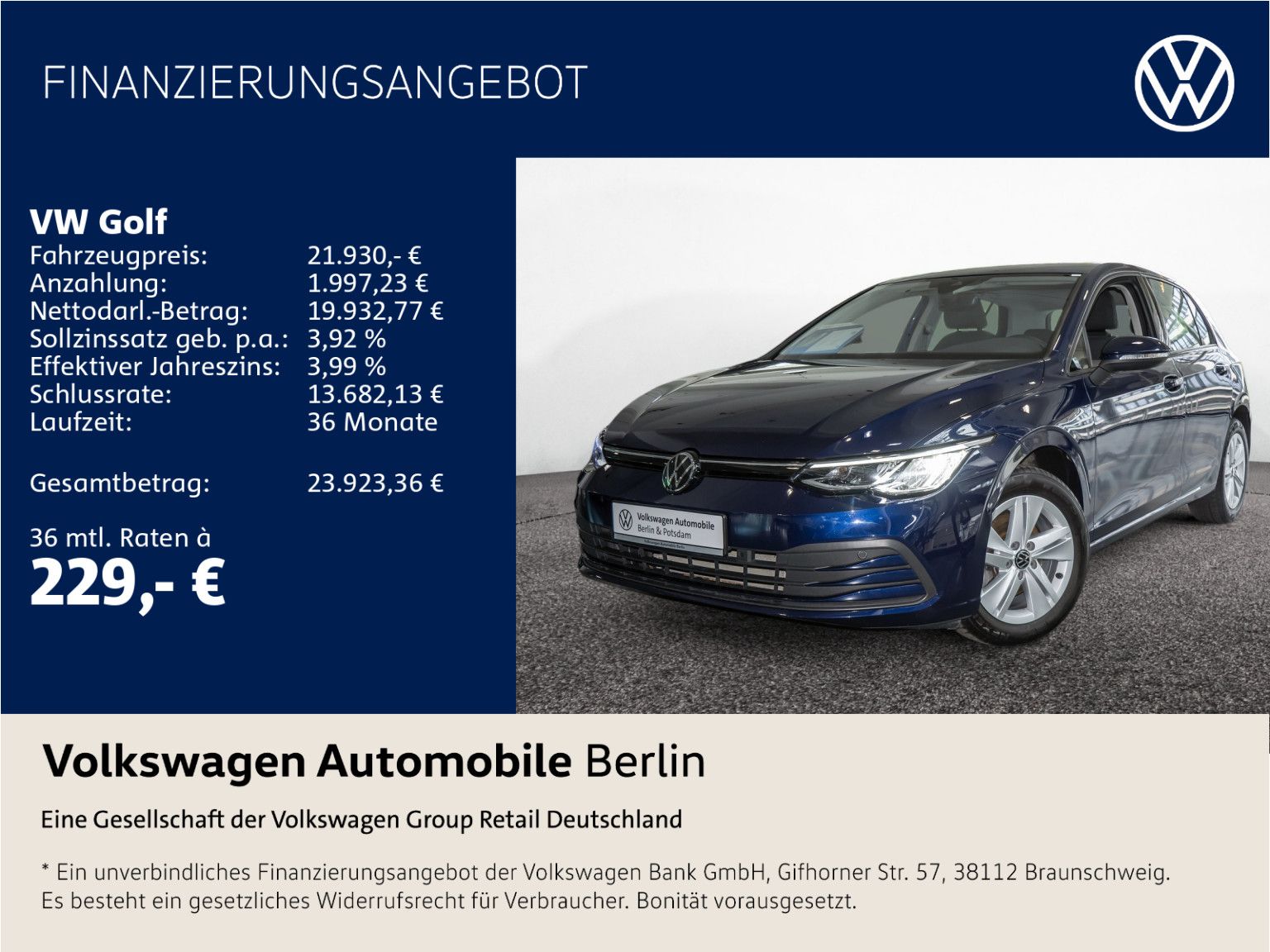 Volkswagen Golf VIII 1.0 eTSI DSG Life Navi Kamera LED APP