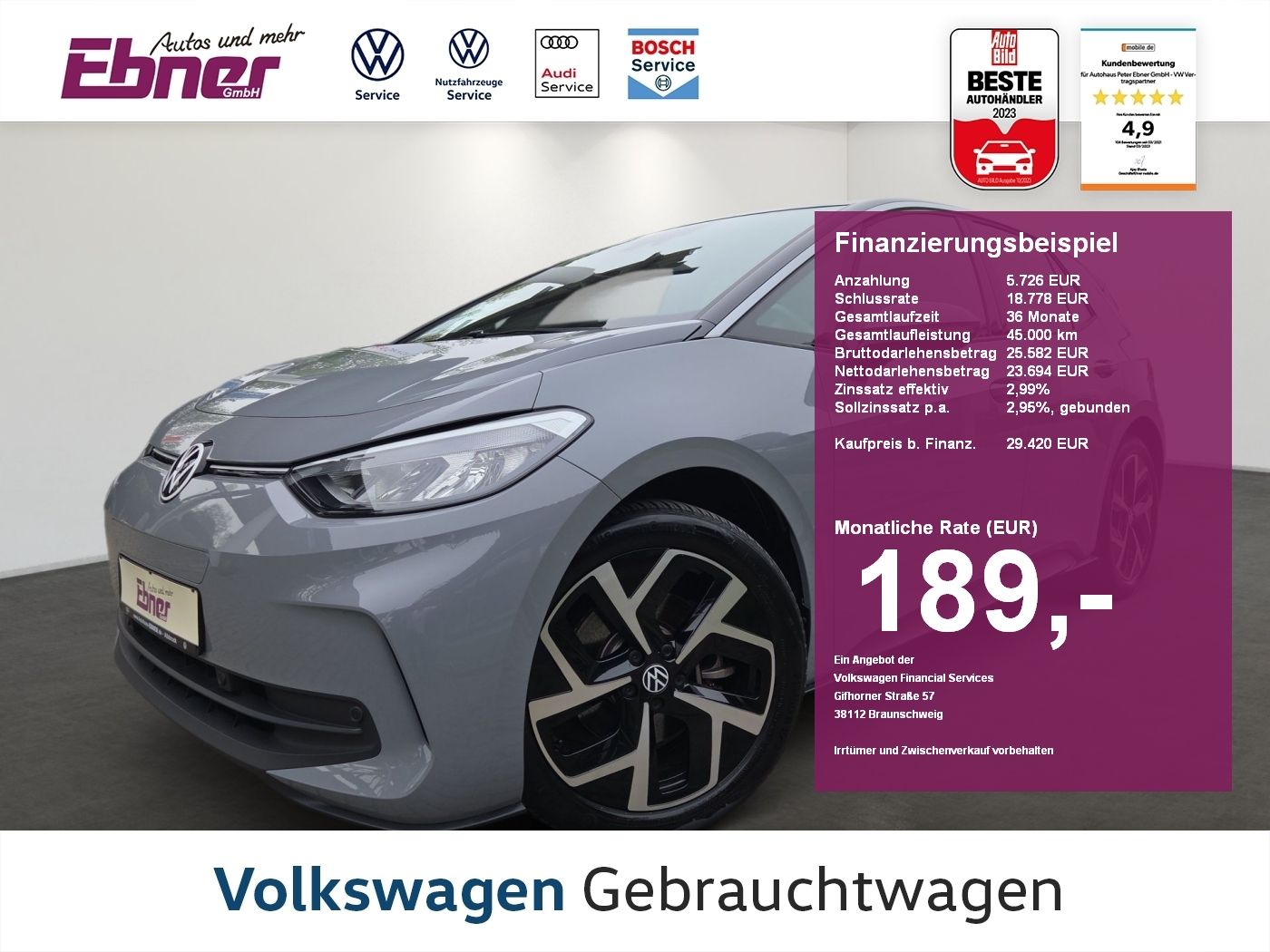 VW ID.3 NEU PRO 204PS 62KWh AHK+ACC+LED+NAVI+SITZHZ