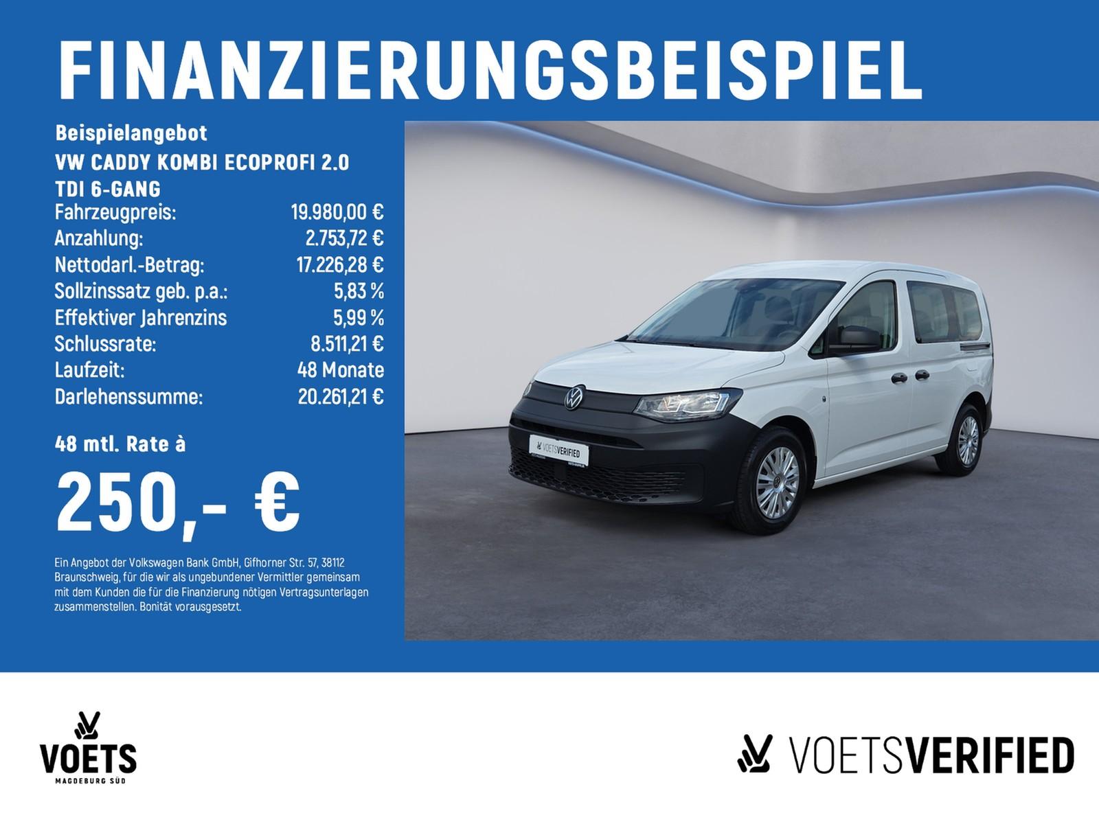 Volkswagen CADDY KOMBI ECOPROFI 2.0 TDI 6-GANG AHK+NAVI+GRA