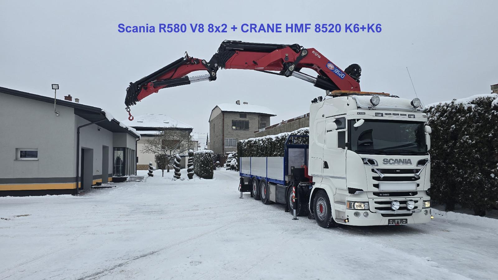 Scania R580 V8 8x2 + CRANE HMF 8520 K6+K6