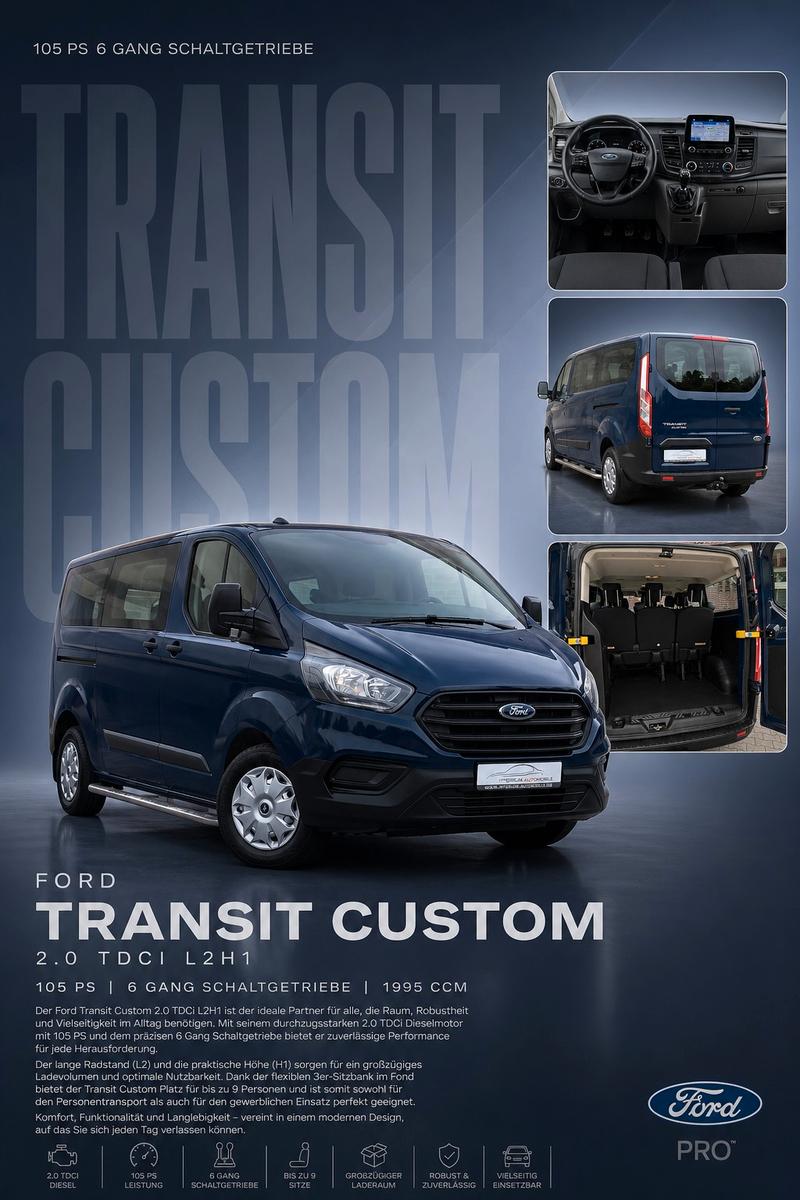 Ford Transit Custom 2.0 TDCi L2 *KLIM*TEMP*AHK*9-SITZ