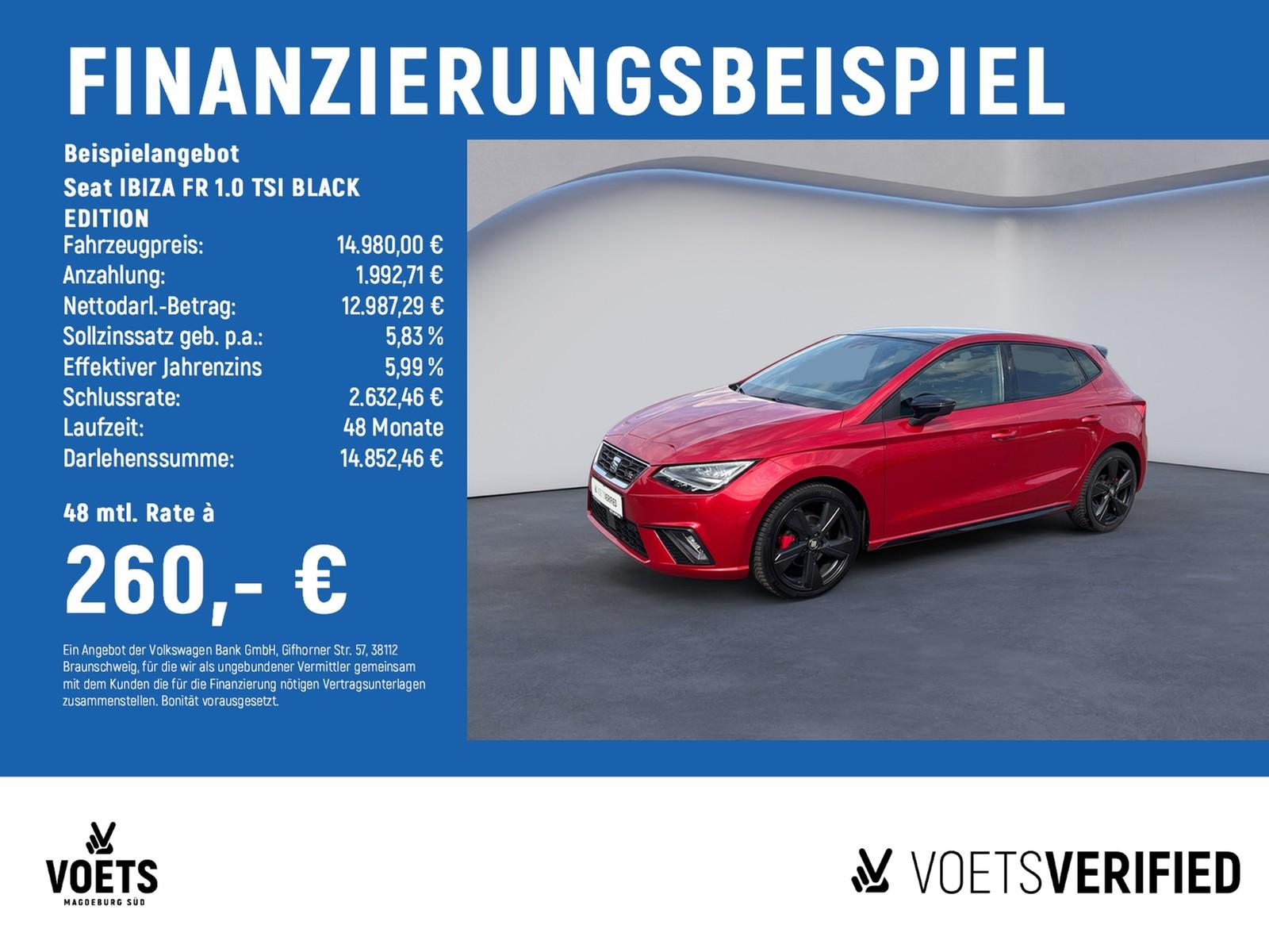 Seat IBIZA FR 1.0 TSI BLACK EDITION LED+NAVI+PANO+18"