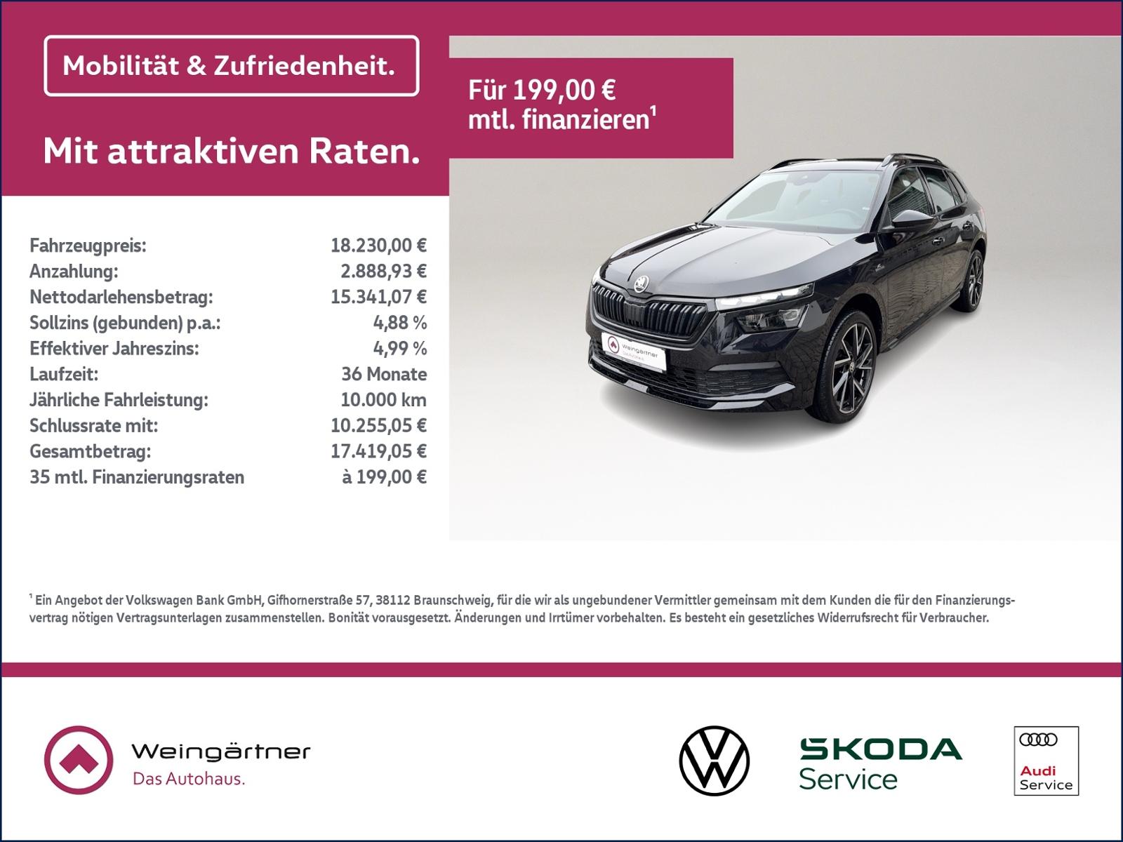 Skoda Kamiq 1.0 TSI Monte Carlo, LED, Winterpaket, 18"