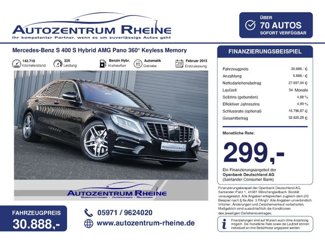 MERCEDES-BENZ S 400 S Hybr. AMG 299,-€ Mtl Pano 360° Keyl. Mem