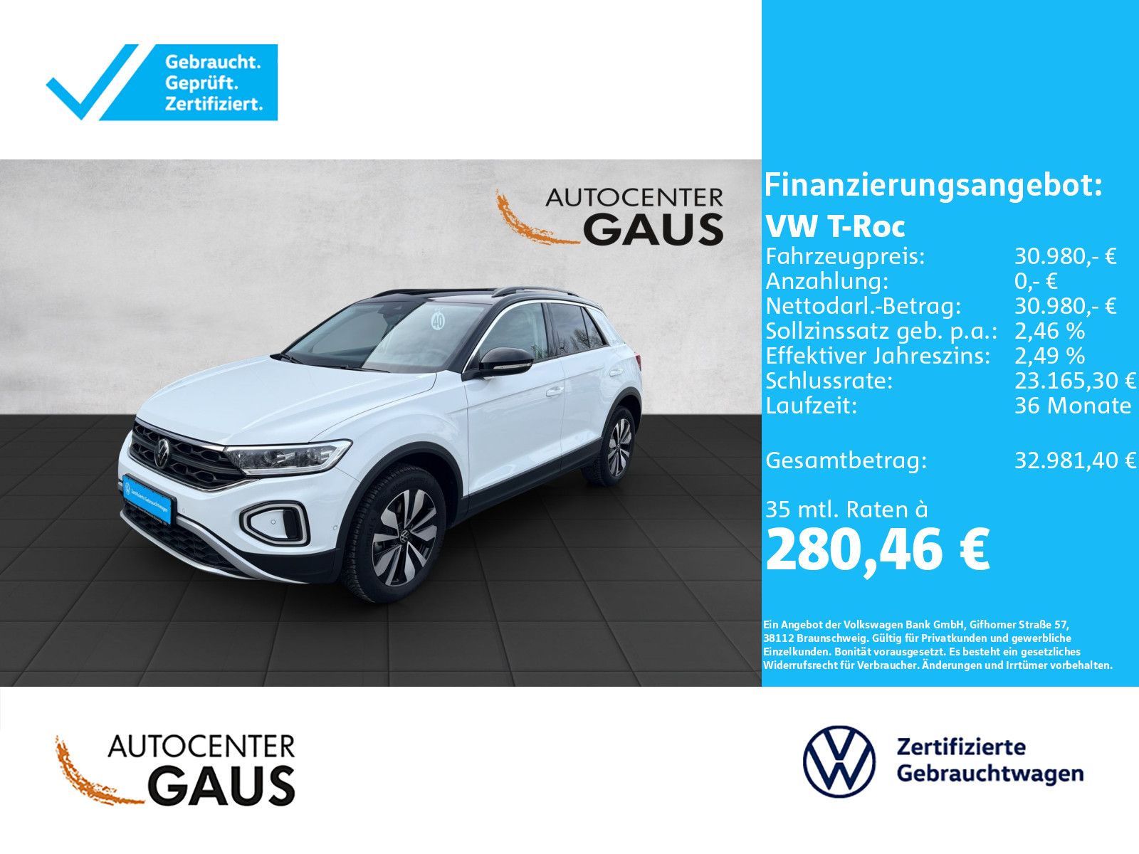 T-Roc Goal 2.0 TDI DSG AHK*Navi*Kamera*ACC