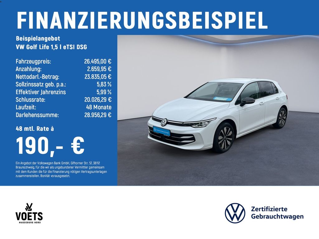 Golf Life 1,5 l eTSI  DSG Goal LED+NAVI+ACC+PDC+