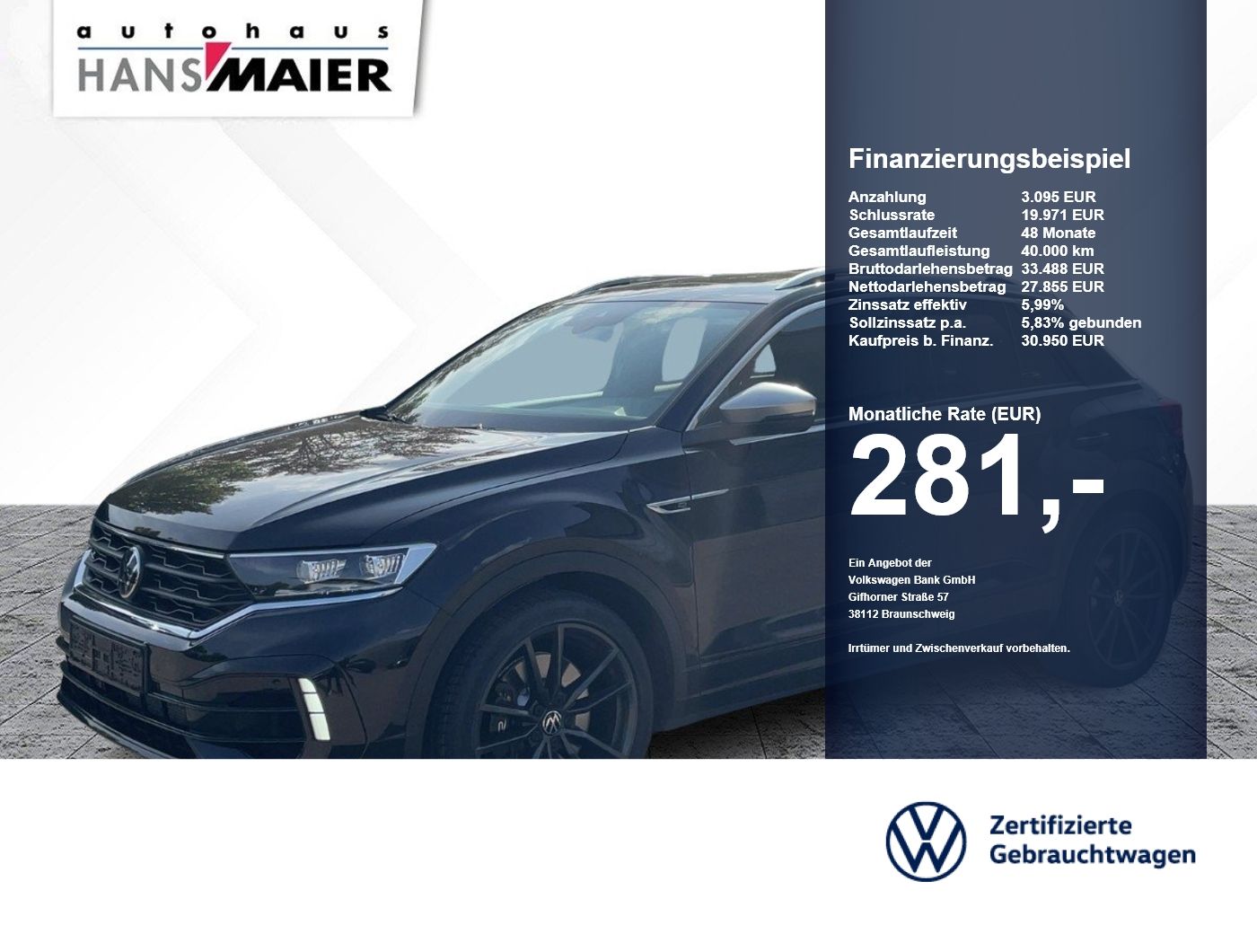 Volkswagen T-Roc R 4M DSG AHK Navi DCC Leder Pano beats Kam