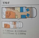 Hobby Optima Deluxe T70F , Heck Bad; franz. Bett - Hobby Deluxe