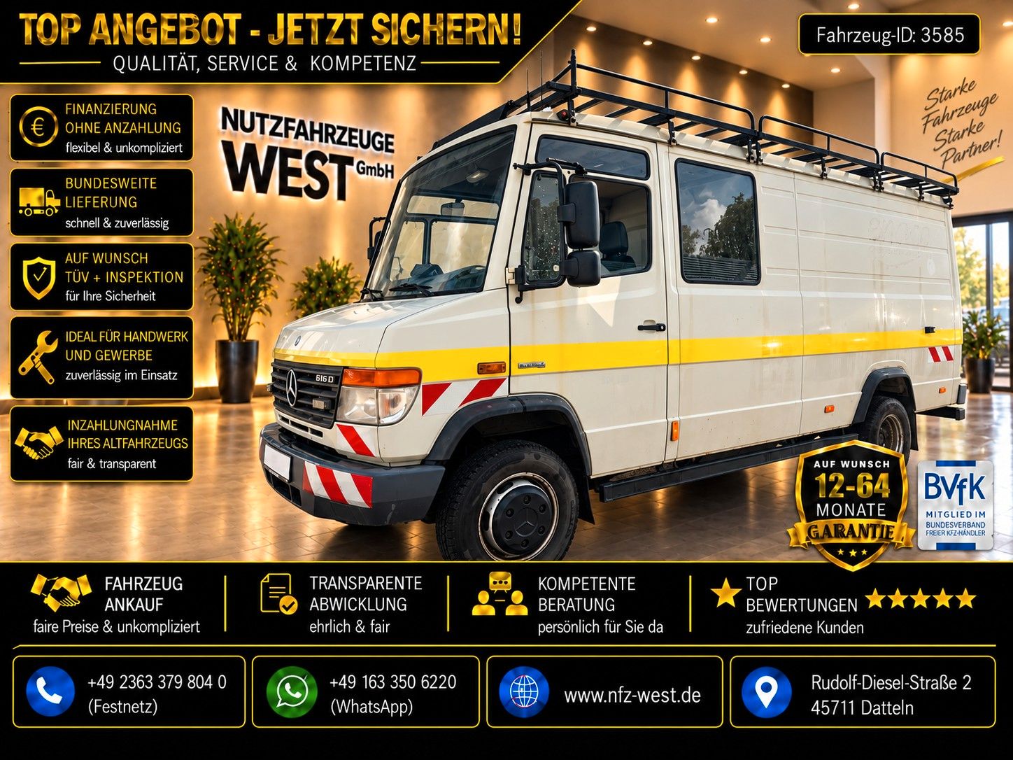 Mercedes-Benz Vario 616/816 D DoKa Mixto Kasten*TÜV NEU*