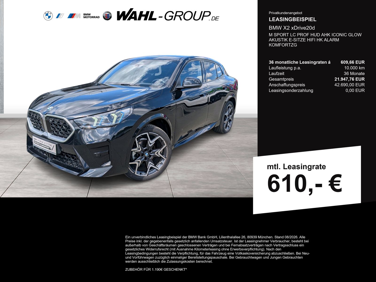 BMW X2 xDrive20d M SPORT LC PROF HUD AHK ICONIC GLOW