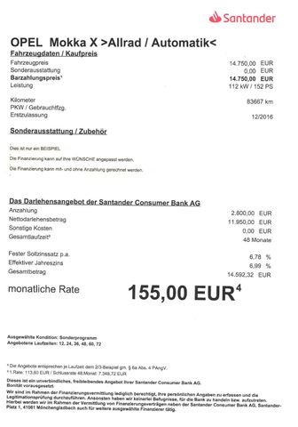 Fahrzeugabbildung Opel Mokka X >Allrad/Navi/KAM/Sitheiz/PDC<