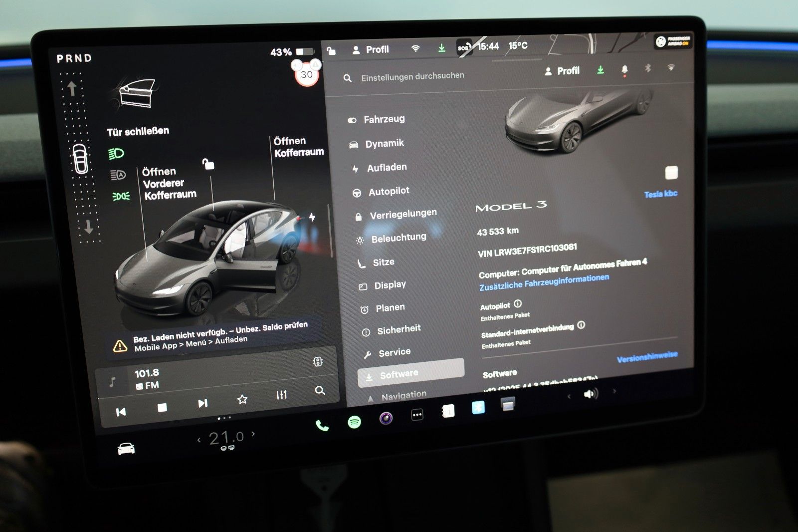 Fahrzeugabbildung Tesla Model 3 ,Leder,Navi,LED,4xSH,Panorama,Autopilot