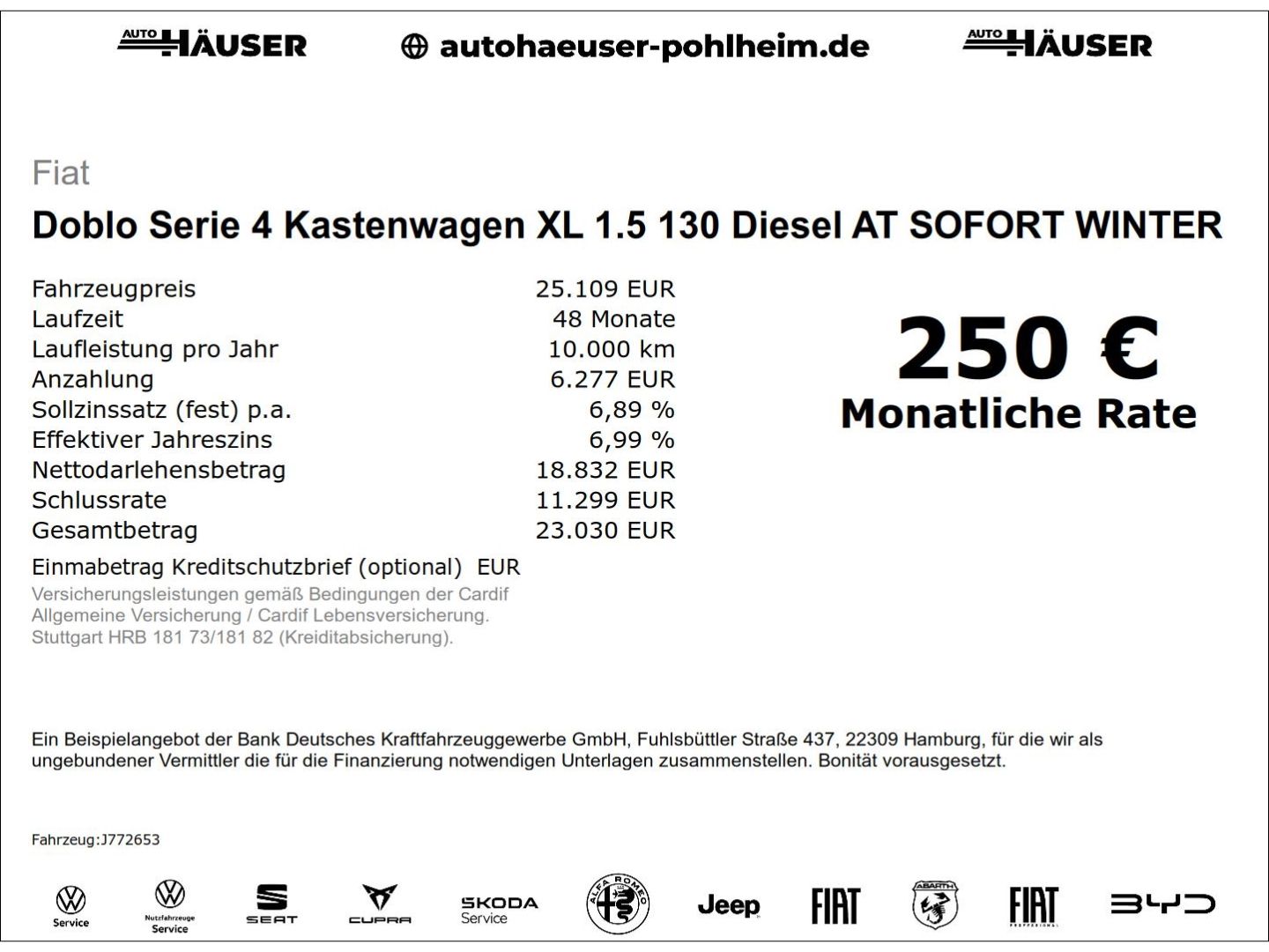 Fiat Doblo Serie 4 Kastenwagen XL 1.5 130 Diesel AT S imagem 2