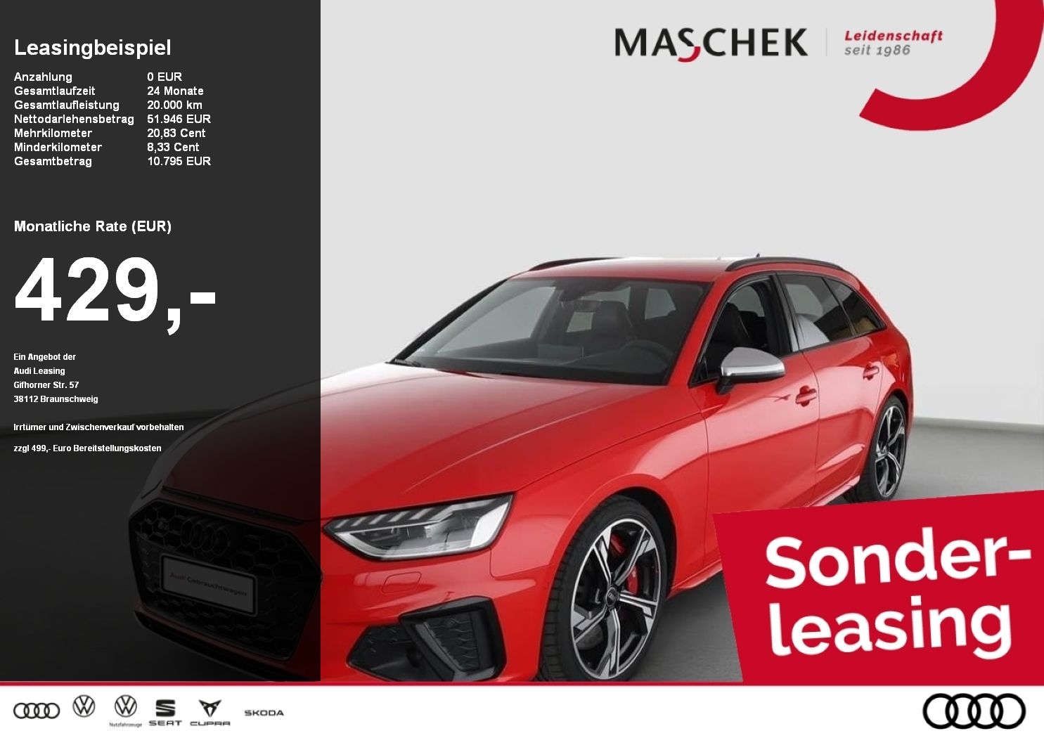 Audi S4 Avant Sonderleasing Individual HUD 360° Matri