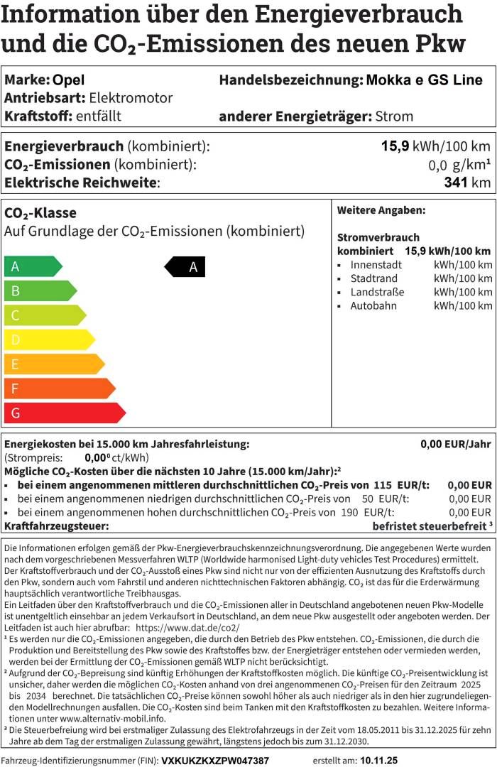 Fahrzeugabbildung Opel Mokka e GS Line