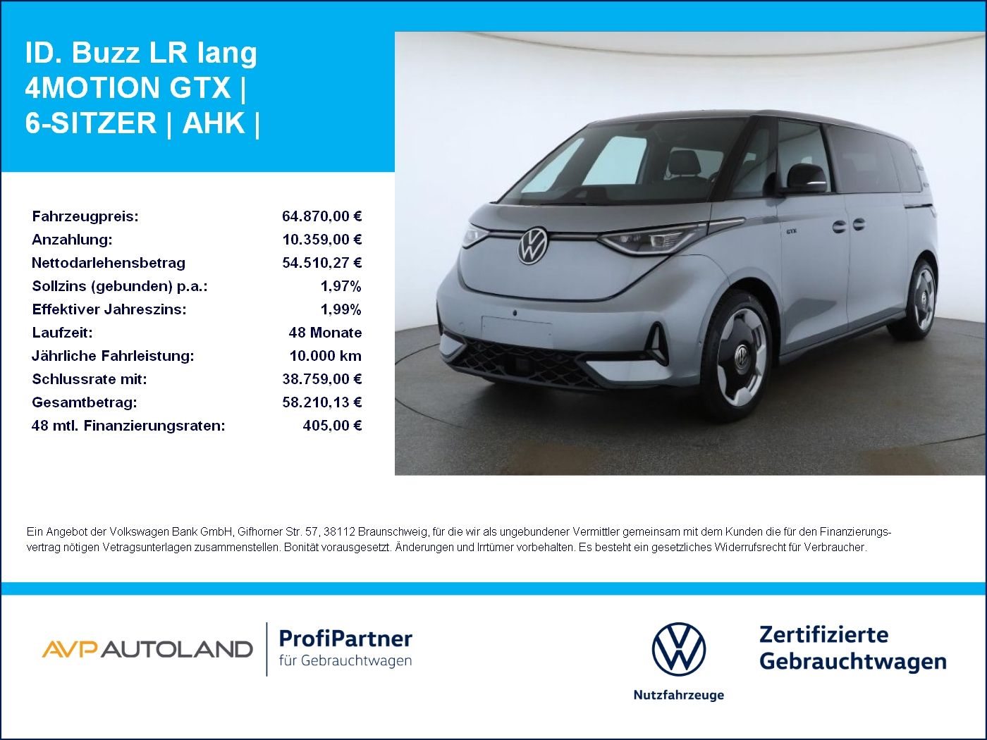 Volkswagen ID. Buzz LR lang 4MOTION GTX | 6-SITZER | AHK |