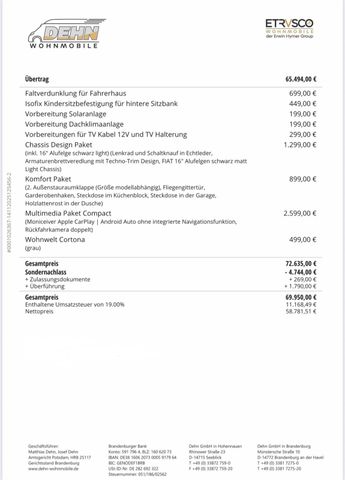 Etrusco A 6.9 SB 4.744,00€ Sondernachlass!