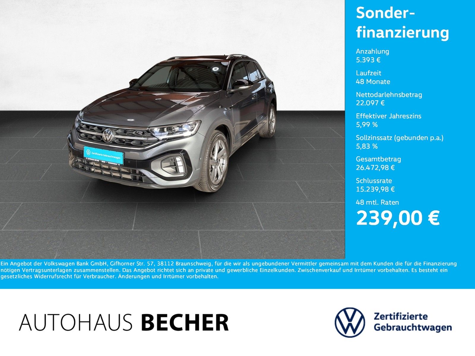 Volkswagen T-Roc R Line 2.0 TDI DSG Navi AHK Rückfahrkam foto 1