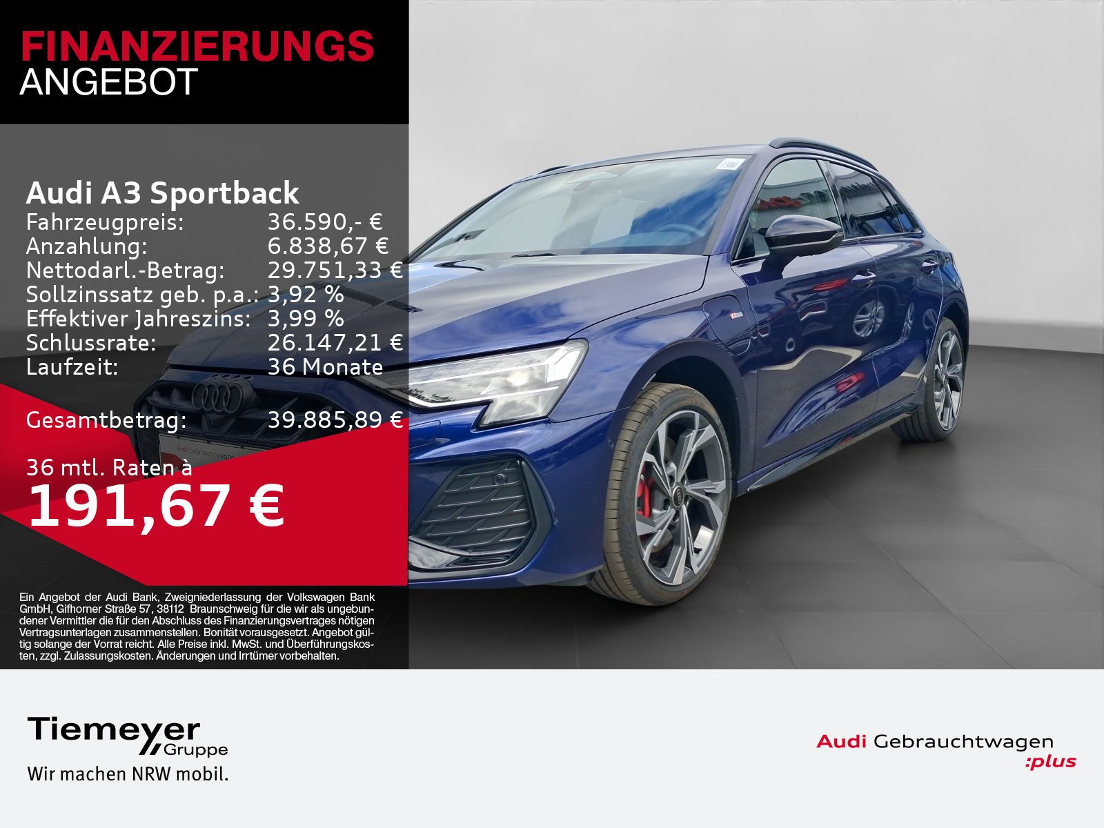 Audi A3 Sportback TFSIe ASSIST 360° AHK LM18