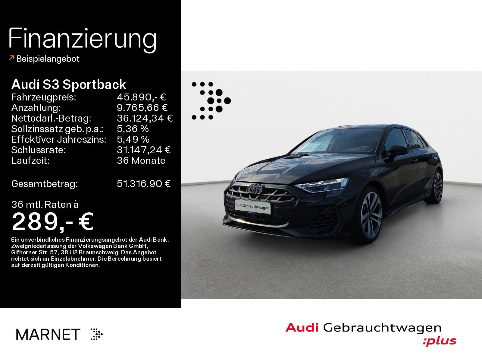 AUDI S3 Sportback TFSI qu*Navi*Matrix*SONOS*HUD*Pano*