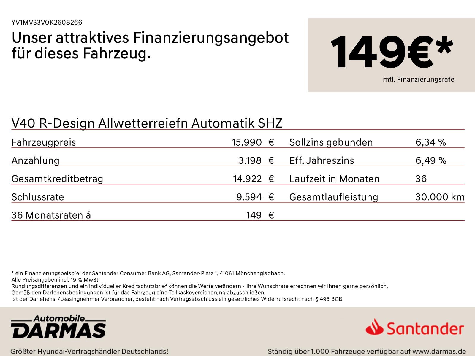 Volvo V40 R-Design Allwetterreiefn Automatik SHZ 