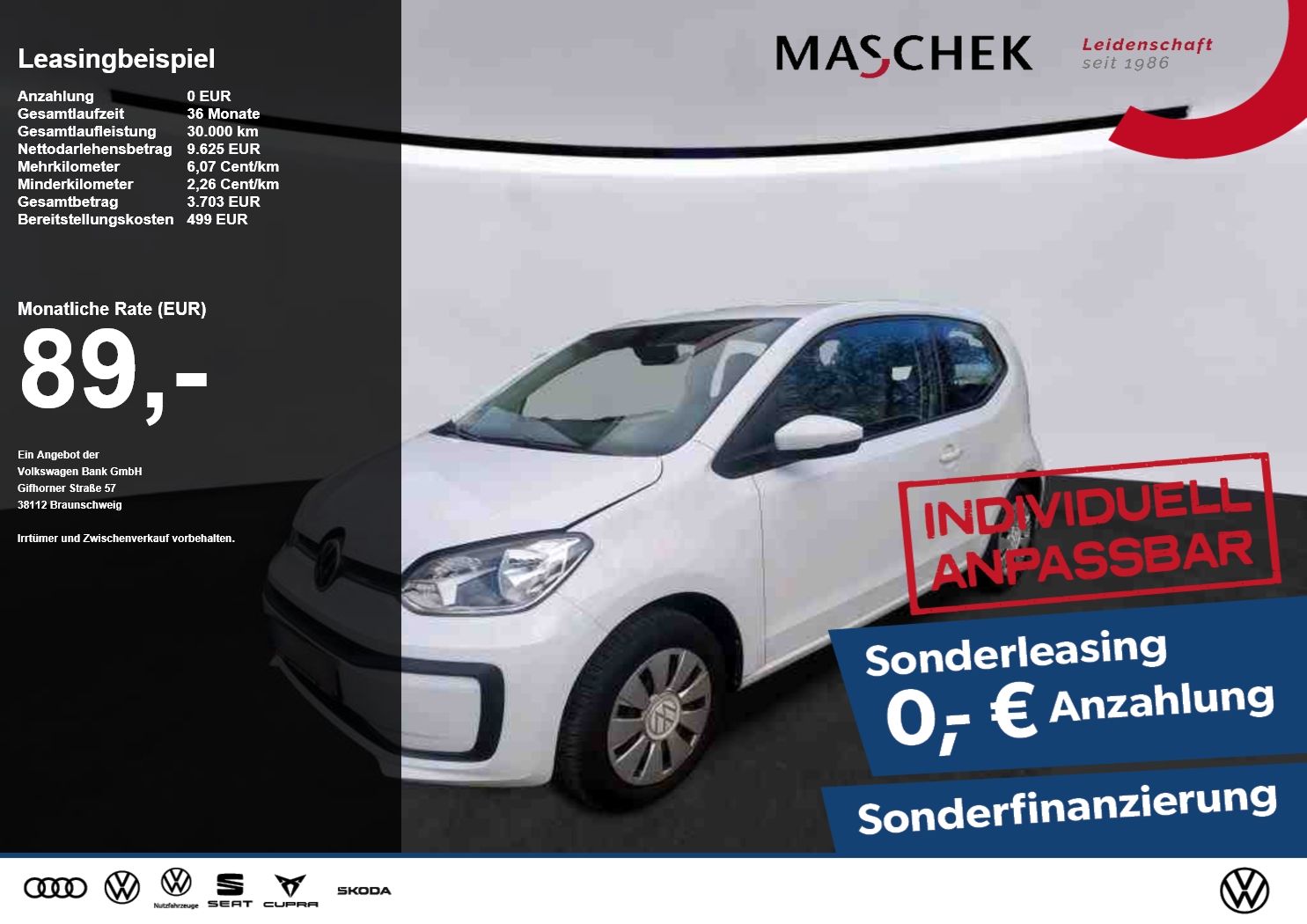 Volkswagen up! 1.0 Sonderleasing! RearView Kam. PDC